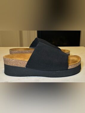 Naot tampa platform sandal y2k elastic stretch slides slip on cork bed black 39